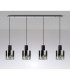 Ghent Linear Pendant 4 Light Adjustable E27 Black/Polished Chrome/Smoke Fade Glass-11