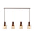 Ghent Linear Pendant 4 Light Adjustable E27 Mocha/Amber Glass-5