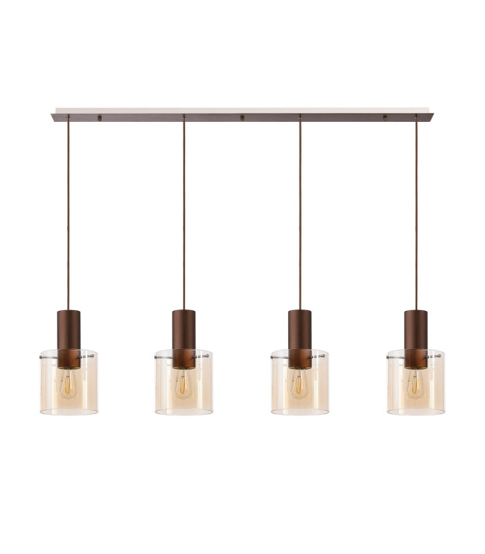 Ghent Linear Pendant 4 Light Adjustable E27 Mocha/Amber Glass-8
