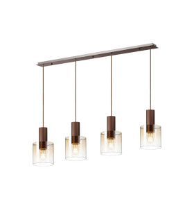 Ghent Linear Pendant 4 Light Adjustable E27 Mocha/Amber Fade Glass-1