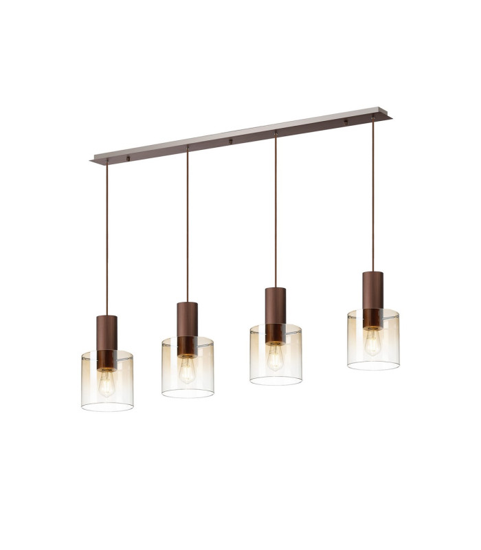 Ghent Linear Pendant 4 Light Adjustable E27 Mocha/Amber Fade Glass-1