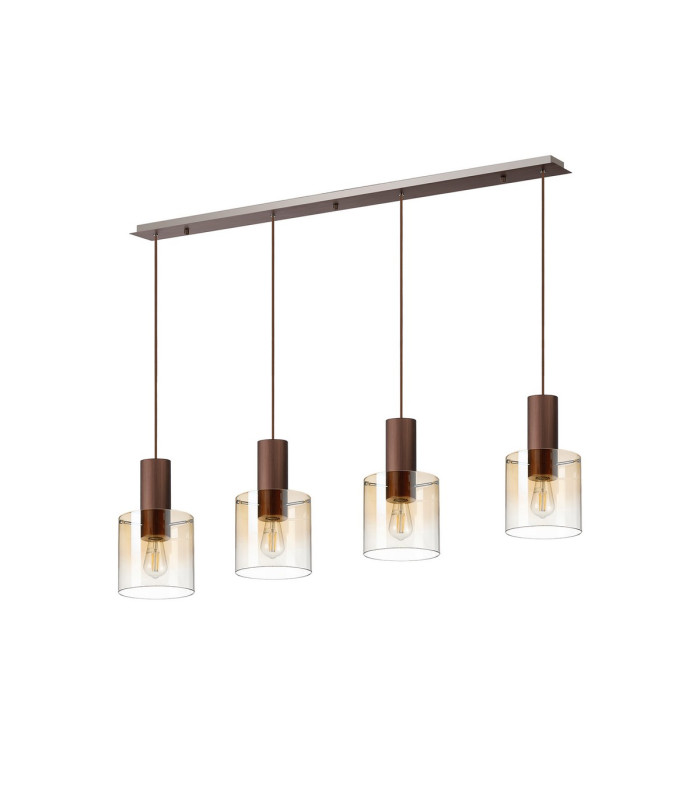 Ghent Linear Pendant 4 Light Adjustable E27 Mocha/Amber Fade Glass-4