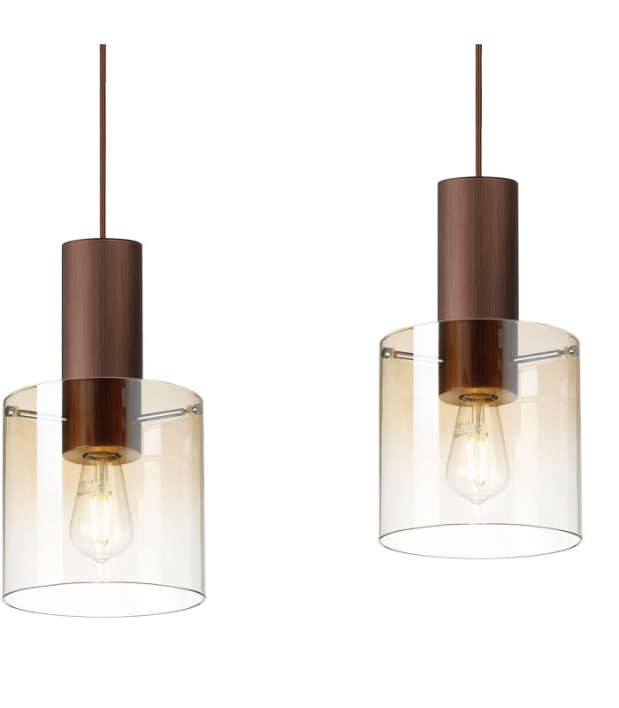 Ghent Linear Pendant 4 Light Adjustable E27 Mocha/Amber Fade Glass-6