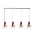 Ghent Linear Pendant 4 Light Adjustable E27 Mocha/Iridescent Fade Glass-5