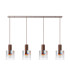 Ghent Linear Pendant 4 Light Adjustable E27 Mocha/Iridescent Fade Glass-8
