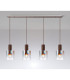 Ghent Linear Pendant 4 Light Adjustable E27 Mocha/Iridescent Fade Glass-10