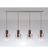 Ghent Linear Pendant 4 Light Adjustable E27 Mocha/Iridescent Fade Glass-11