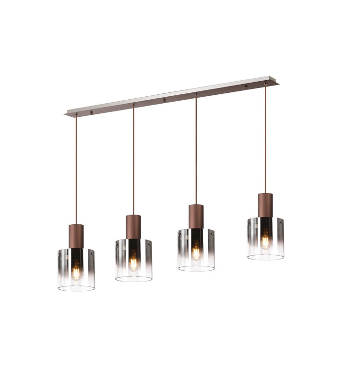 Ghent Linear Pendant 4 Light Adjustable E27 Mocha/Smoke Fade Glass-1