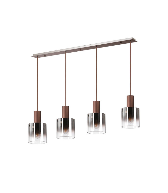 Ghent Linear Pendant 4 Light Adjustable E27 Mocha/Smoke Fade Glass-4