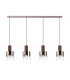 Ghent Linear Pendant 4 Light Adjustable E27 Mocha/Smoke Fade Glass-5