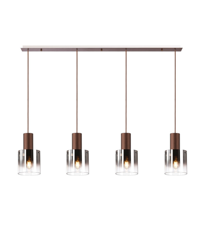 Ghent Linear Pendant 4 Light Adjustable E27 Mocha/Smoke Fade Glass-5