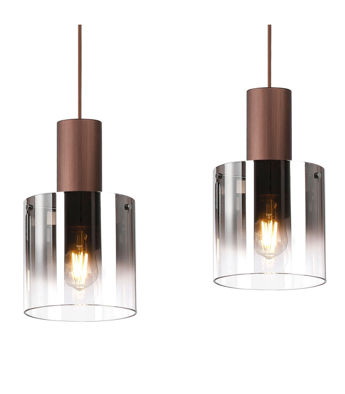 Ghent Linear Pendant 4 Light Adjustable E27 Mocha/Smoke Fade Glass-7