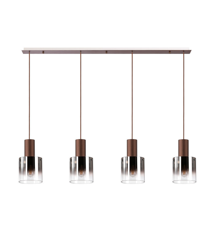 Ghent Linear Pendant 4 Light Adjustable E27 Mocha/Smoke Fade Glass-8