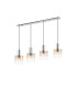 Ghent Linear Pendant 4 Light Adjustable E27 Polished Nickel/Black/Amber Fade Glass-1