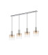Ghent Linear Pendant 4 Light Adjustable E27 Polished Nickel/Black/Amber Fade Glass-4