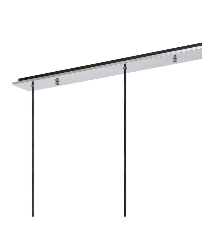 Ghent Linear Pendant 4 Light Adjustable E27 Polished Nickel/Black/Amber Fade Glass-5