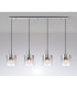 Ghent Linear Pendant 4 Light Adjustable E27 Polished Nickel/Black/Iridescent Fade Glass-9