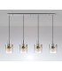 Ghent Linear Pendant 4 Light Adjustable E27 Polished Nickel/Black/Iridescent Fade Glass-10