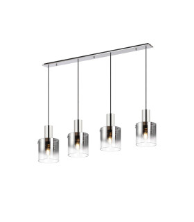 Ghent Linear Pendant 4 Light Adjustable E27 Polished Nickel/Black/Smoke Fade Glass-1