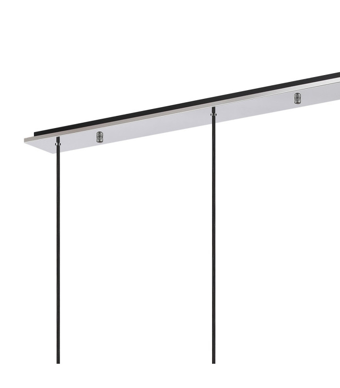 Ghent Linear Pendant 4 Light Adjustable E27 Polished Nickel/Black/Smoke Fade Glass-6