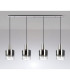 Ghent Linear Pendant 4 Light Adjustable E27 Polished Nickel/Black/Smoke Fade Glass-11