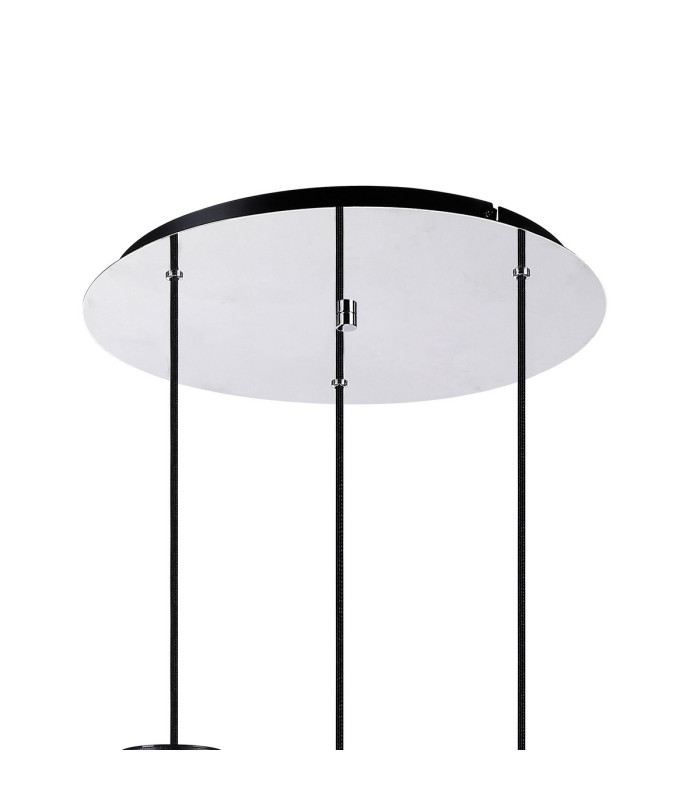 Ghent 50cm Round Pendant 3 Light Adjustable E27 Black/Amber Fade Glass-5
