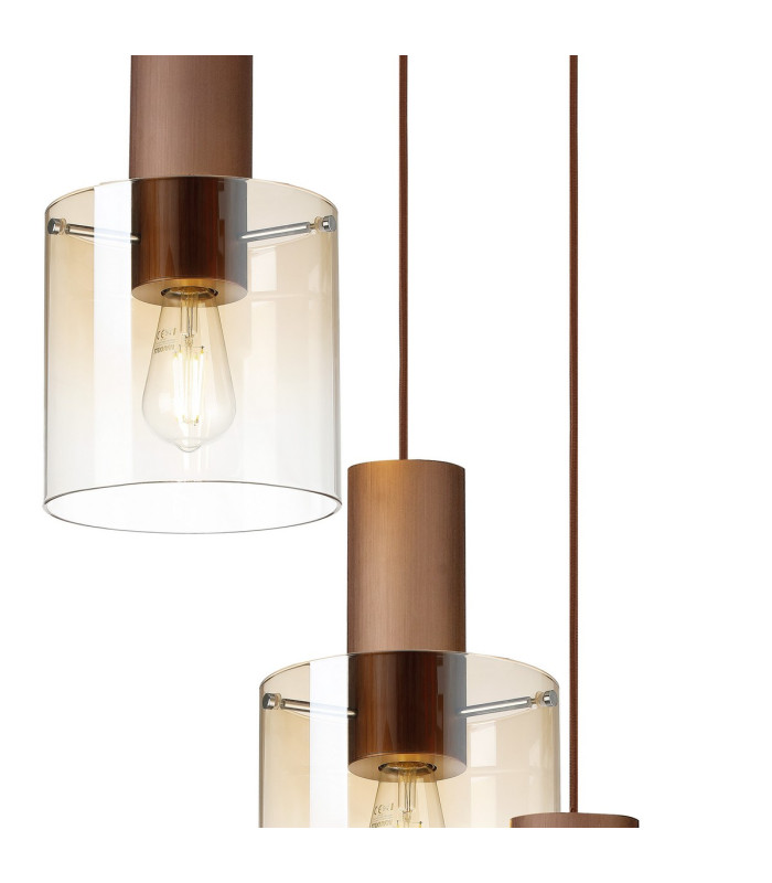 Ghent 50cm Round Pendant 3 Light Adjustable E27 Mocha/Amber Fade Glass-6