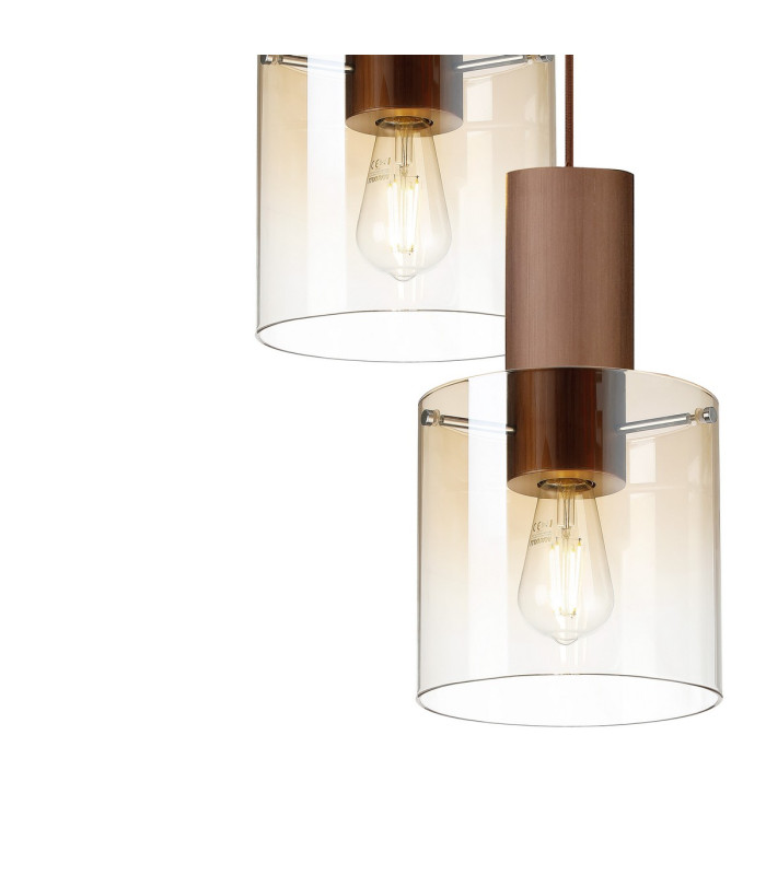 Ghent 50cm Round Pendant 3 Light Adjustable E27 Mocha/Amber Fade Glass-7
