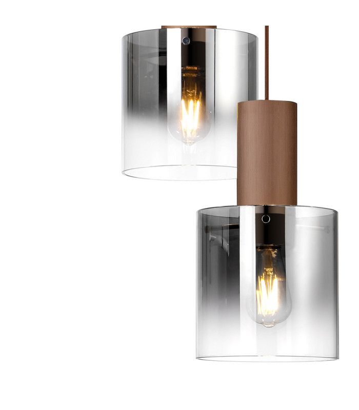 Ghent 50cm Round Pendant 3 Light Adjustable E27 Mocha/Smoke Fade Glass-7