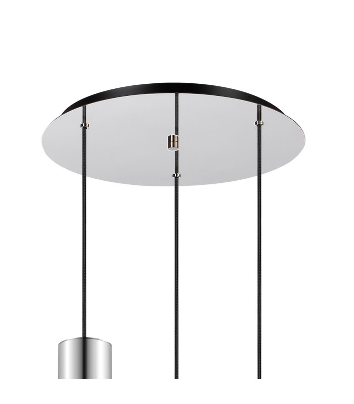 Ghent 50cm Round Pendant 3 Light Adjustable E27 Polished Nickel/Black/Amber Fade Glass-5