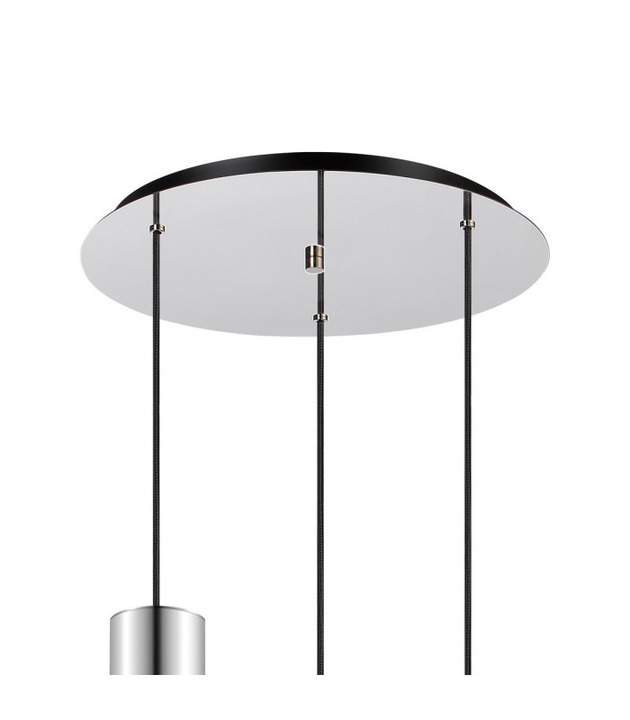 Ghent 50cm Round Pendant 3 Light Adjustable E27 Polished Nickel/Black/Iridescent Fade Glass-5
