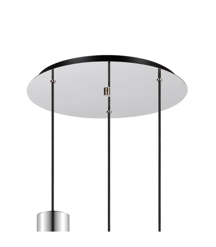 Ghent 50cm Round Pendant 3 Light Adjustable E27 Polished Nickel/Black/Smoke Fade Glass-5