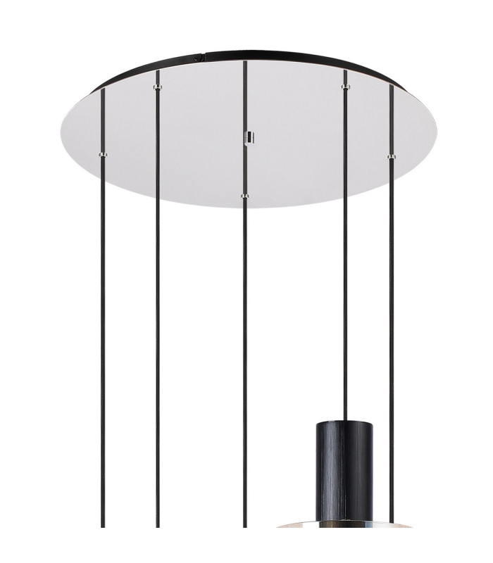 Ghent 65cm Round Pendant 5 Light Adjustable E27 Black/Amber Fade Glass-5