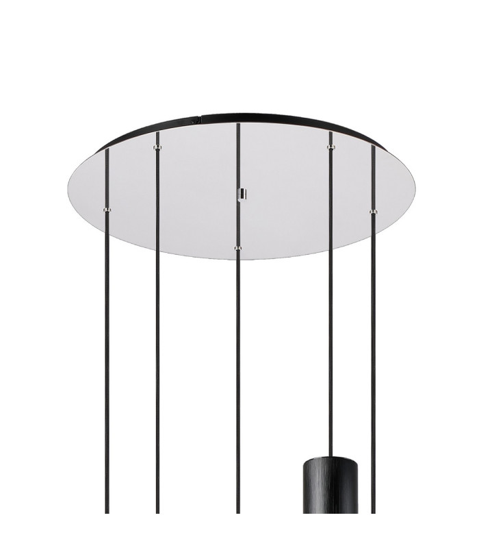 Ghent 65cm Round Pendant 5 Light Adjustable E27 Black/Smoke Fade Glass-5