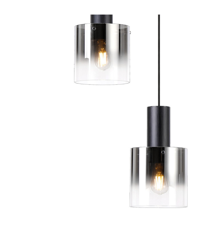 Ghent 65cm Round Pendant 5 Light Adjustable E27 Black/Smoke Fade Glass-7