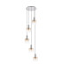 Ghent 65cm Round Pendant 5 Light E27 Polished Nickel/Black/Amber Fade Glass-4