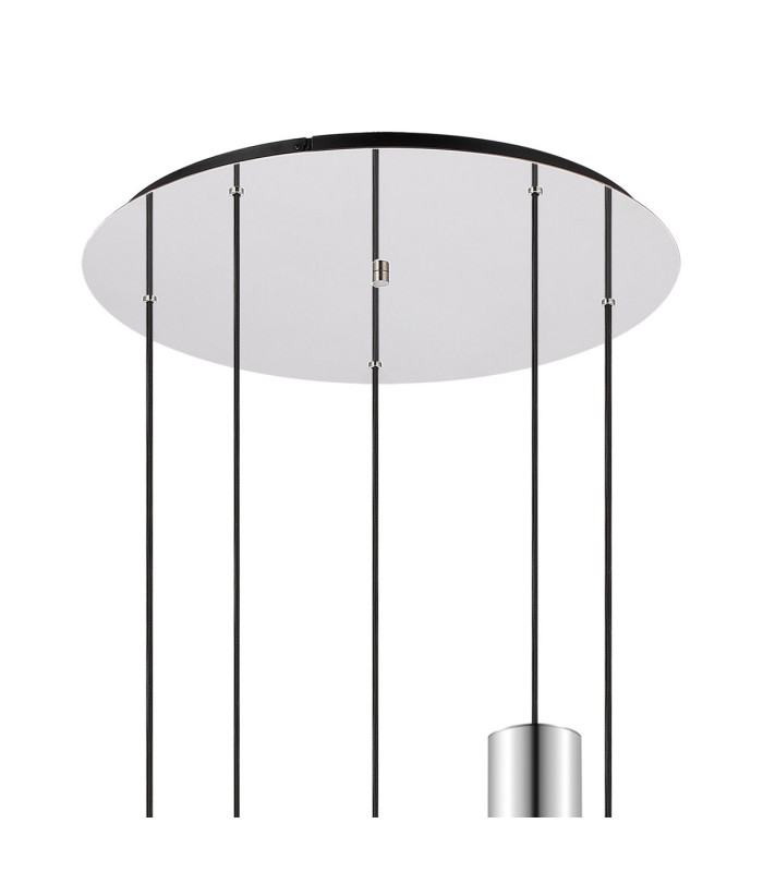 Ghent 65cm Round Pendant 5 Light E27 Polished Nickel/Black/Amber Fade Glass-5
