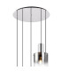 Ghent 65cm Round Pendant 5 Light E27 Polished Nickel/Black/Smoke Fade Glass-5