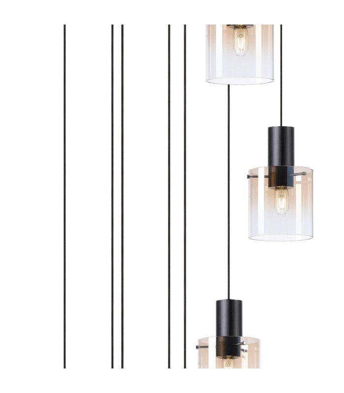 Ghent 80cm Round Pendant 9 Light Adjustable E27 Black/Amber Fade Glass Item Weight: 22kg-6