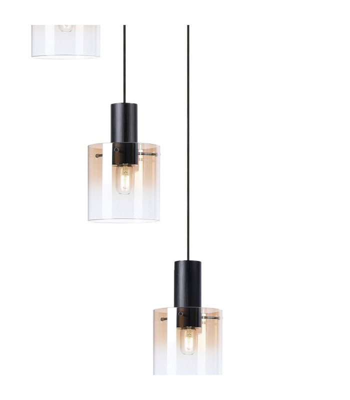 Ghent 80cm Round Pendant 9 Light Adjustable E27 Black/Amber Fade Glass Item Weight: 22kg-8