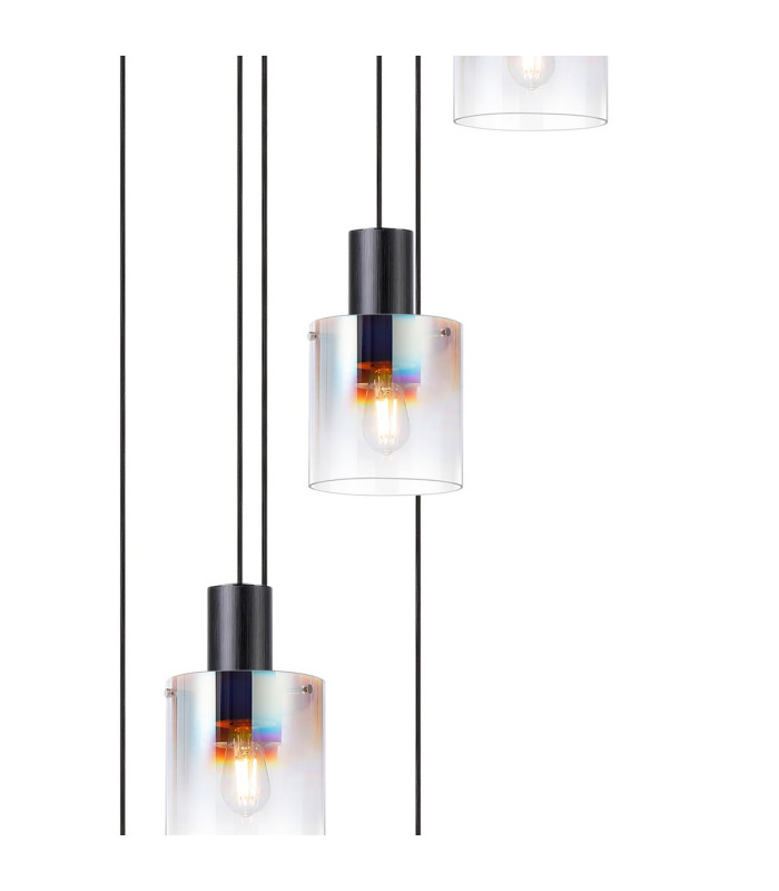 Ghent 80cm Round Pendant 9 Light Adjustable E27 Black/Iridescent Fade Glass Item Weight: 22kg-7