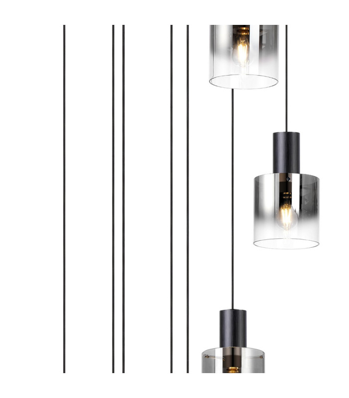 Ghent 80cm Round Pendant 9 Light Adjustable E27 Black/Smoke Fade Glass Item Weight: 22kg-6