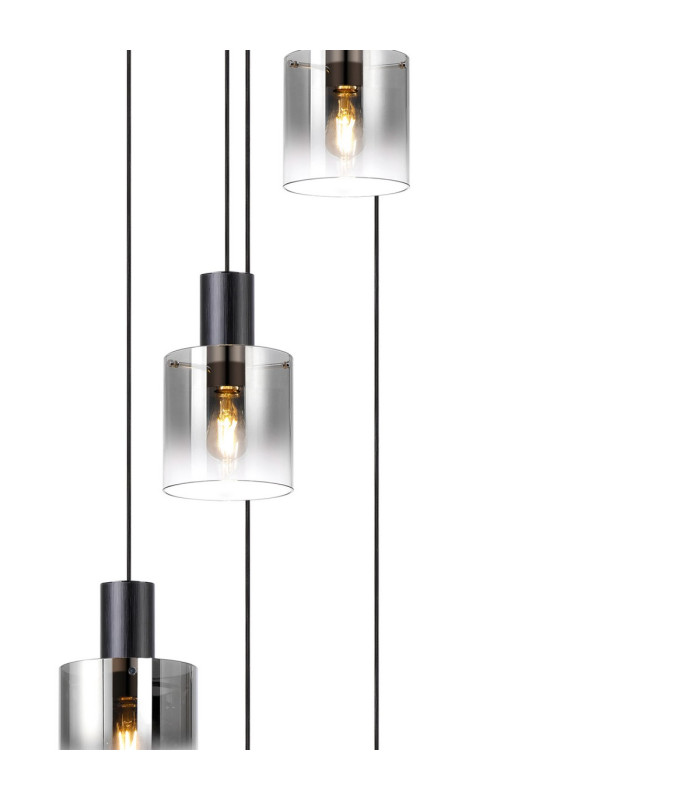 Ghent 80cm Round Pendant 9 Light Adjustable E27 Black/Smoke Fade Glass Item Weight: 22kg-7