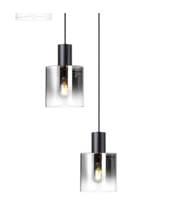 Ghent 80cm Round Pendant 9 Light Adjustable E27 Black/Smoke Fade Glass Item Weight: 22kg-8