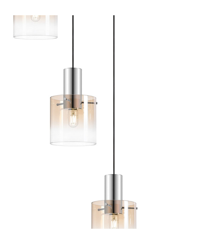 Ghent 90cm Round Pendant 9 Light E27 Polished Nickel/Black/Amber Fade Glass Item Weight: 22kg-8