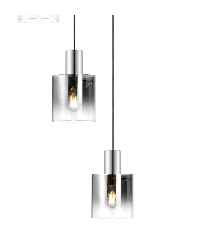 Ghent 90cm Round Pendant 9 Light E27 Polished Nickel/Black/Smoke Fade Glass Item Weight: 22kg-8