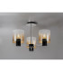 Ghent 54cm Semi Flush Light 3 x E27 Black/Amber Fade Glass-3