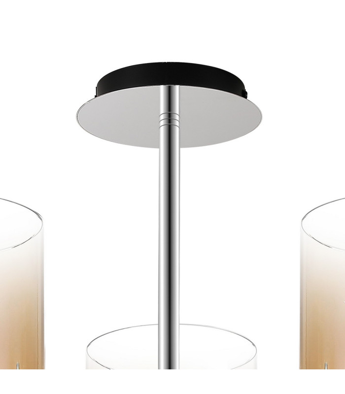 Ghent 54cm Semi Flush Light 3 x E27 Black/Amber Fade Glass-5