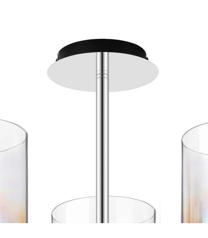 Ghent 54cm Semi Flush Light 3 x E27 Black/Iridescent Fade Glass-5