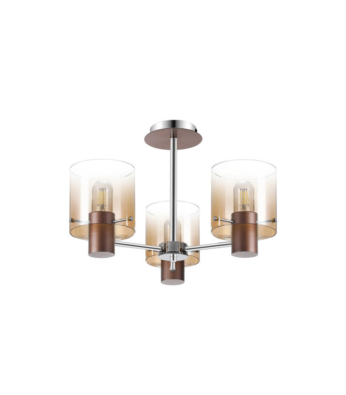 Ghent 54cm Semi Flush Light 3 x E27 Mocha/Amber Fade Glass-4